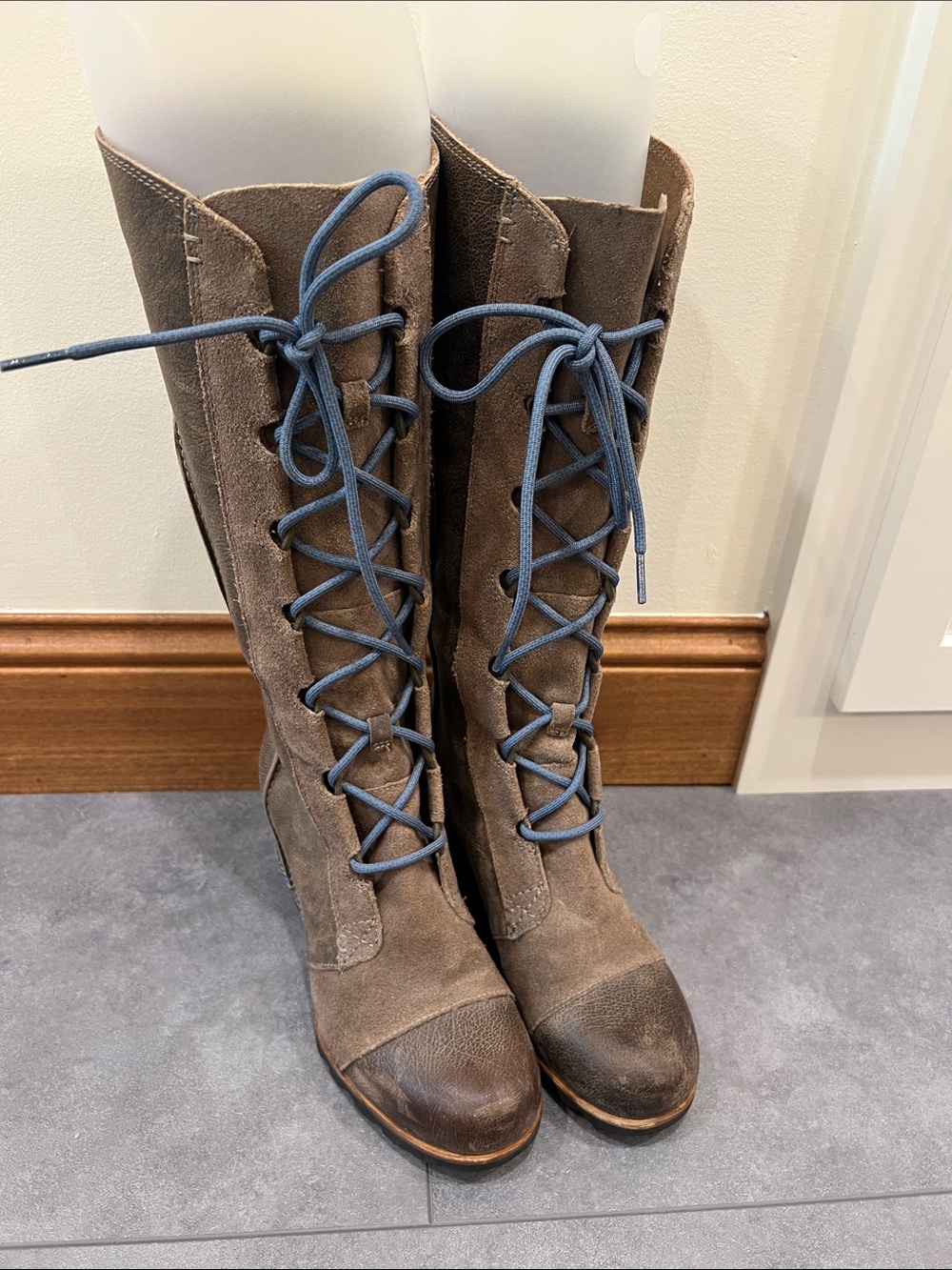 Women's SOREL Brown Suede Lace-Up Knee Boots